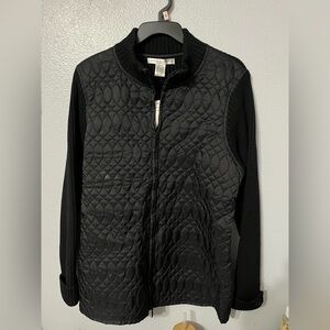 Peter Martin Black Quilted Front Knit-Sleeve Jacket